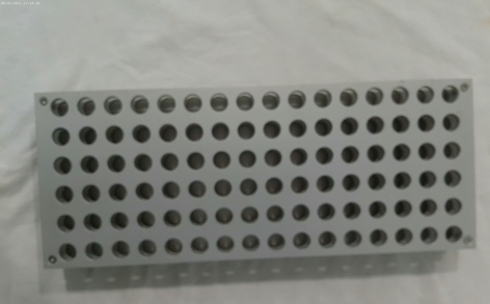 30011749 Tecan Deckware. Tube Carrier, 12mm, 96-Position, Stainless - Image 1