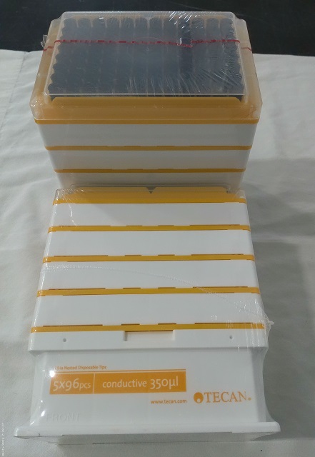 Tecan US Inc. Disposable Tips, 350µL, Conductive, Non-Filtered, Nested, SBS Format, Tecan Pure Purity Level, 7680 tips/case. 30083400