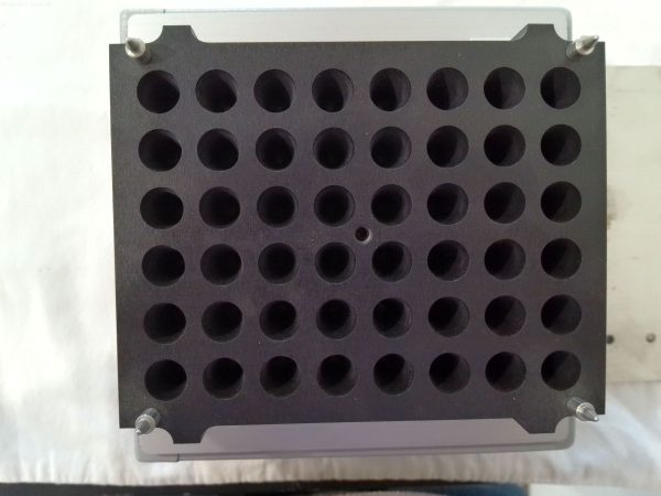 Heating Block, Te-Shake, 1.5 mL Microfuge Tube, 48-position, requires heating block adapter (10760726). Requires Te-MagS Tube Adapter, Microfuge, 48-Position (10760703) for RoMa compatibility.