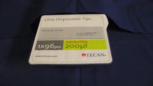 Tecan 30000627 Disposable Tips 200ul, Black, Conductive, Sterile, non-filtered. 96 per pk