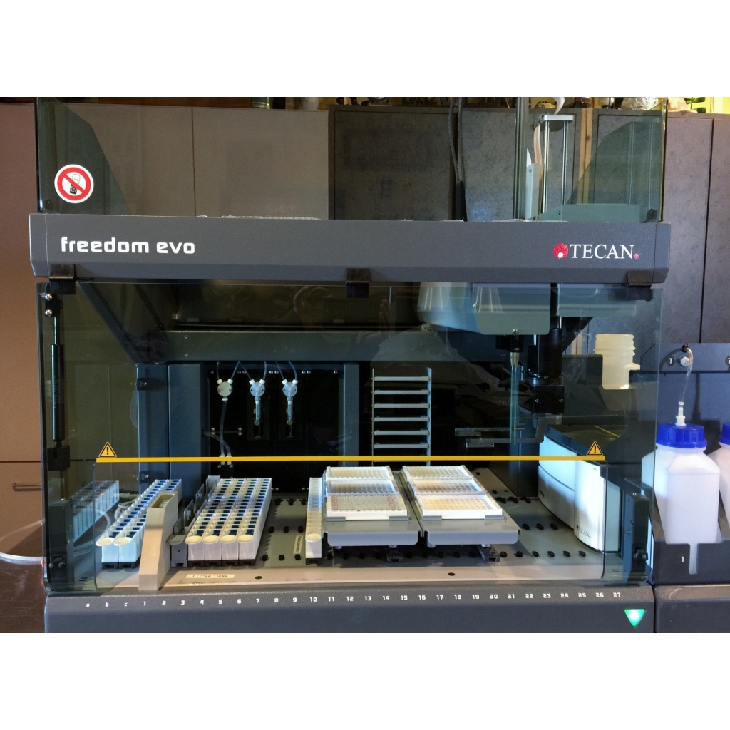 Tecan EVO Evolyzer 75 2 Tip Liquid Handler, ROMA Arm, Reader, Washer, Evoware. Certified Refurbished. Warranty.
