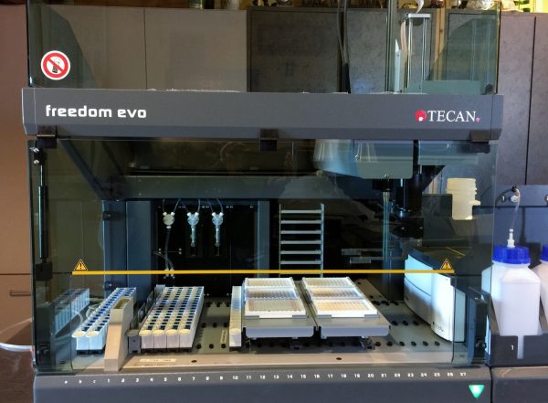 Tecan EVO Evolyzer 75 2 Tip Liquid Handler, ROMA Arm, Reader, Washer, Evoware. Certified Refurbished. Warranty.