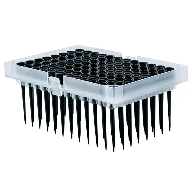 200 uL, Tecan compatible, black conductive, pipette tips, Non-Sterile, Filtered, Blister packs of 2 racks, 24 racks per case. 96 tips per rack., 2304 tips per case - Image 1